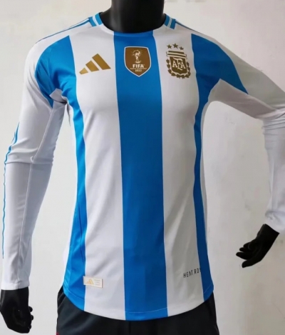 2425 Argentina Home player version long sleeves soccer jersey